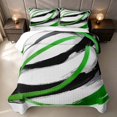 thumbnail image 2 of Erosebridal Geometric Stripe Twin Quilt Set, Green Black White Twin Coverlet Set, Reversible 2pcs 1 Bedspread and 1 Pillowcase, 2 of 7