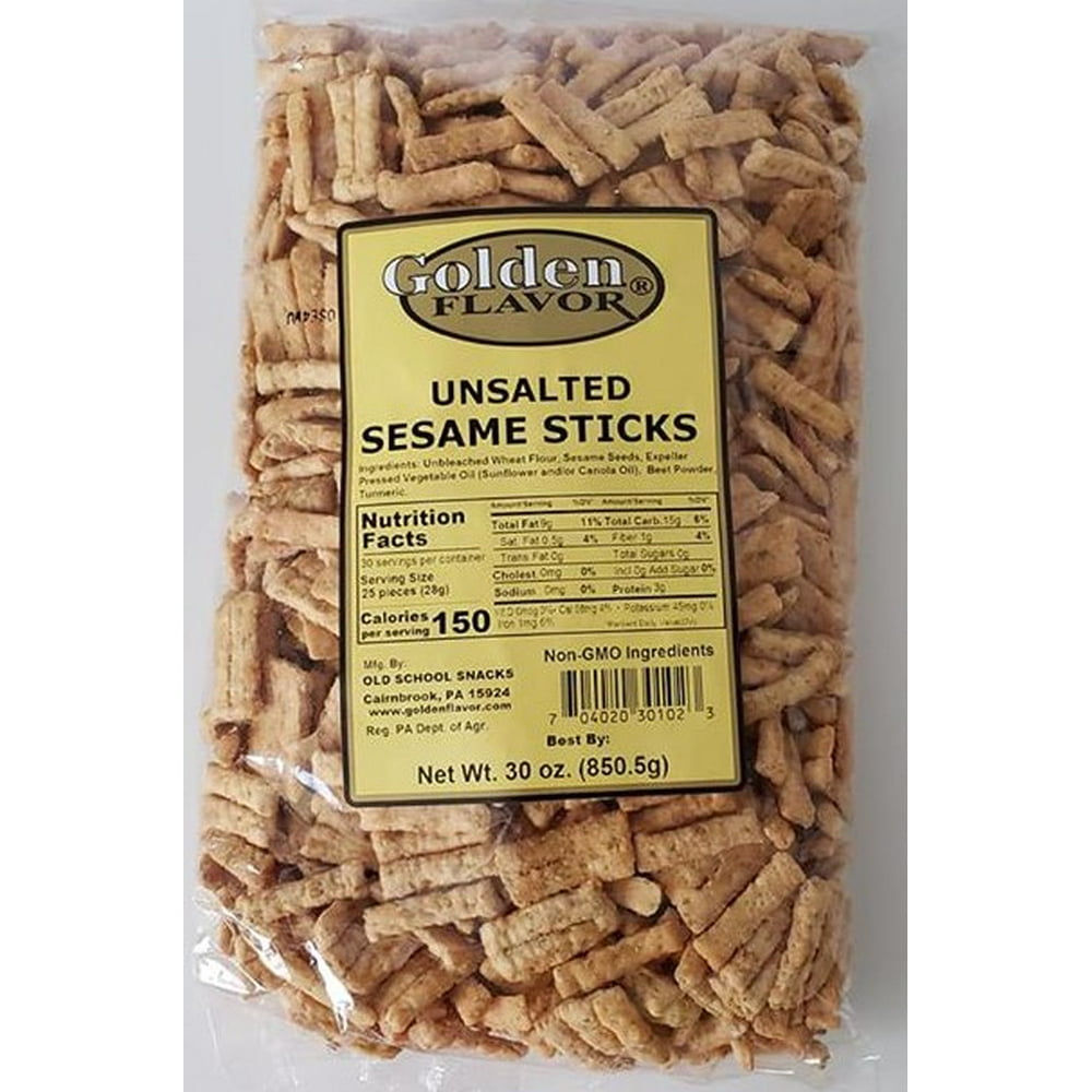 Golden Flavor Unsalted Sesame Sticks 30oz bags (2 Pack)