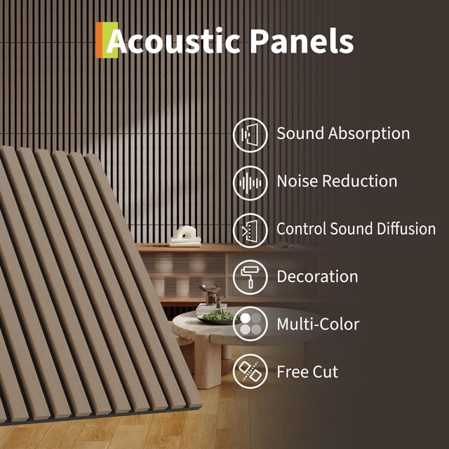Yeshouse Paneles acústicos de madera 3D para pared: láminas decorativas insonorizadas con reducción de ruido, ideales para cine en casa, oficina, estudio, dormitorio y sala de estar