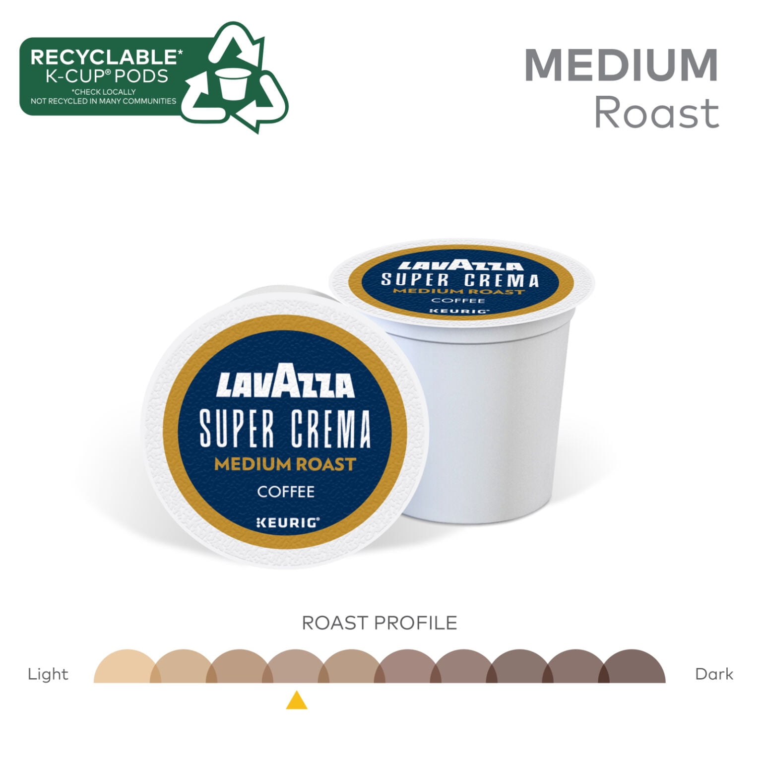 Lavazza Super Crema Keurig K-Cup® Pods, Medium Roast, Arabica and Robusta Blend (60 Pods)