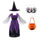 thumbnail image 1 of Baby Girls Halloween Purple Witch Costume Children Cosplay Red Hood Dress Princess Party Cosplay Dress Cape with Pumpkin Bag, 1 of 4