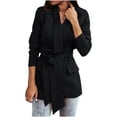 thumbnail image 2 of AOOCHASLIY Christmas Day Women Blouse Ladies Fashion Slim Casual Solid Color Pocket Lace Up The Waist Lapel Suit Coat, 2 of 5