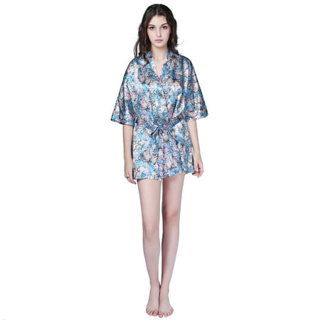 

Richie House Women s Satin Print Bathrobe RHW2722