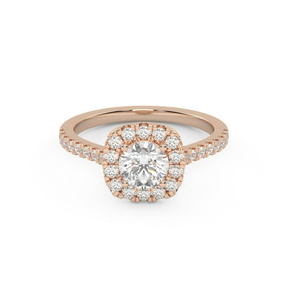 AFFY Halo Solitaire Engagement Ring for Women Center 6mm Round Cut Lab Created Moissanite Ring in 10K Solid Rose Gold Size-10