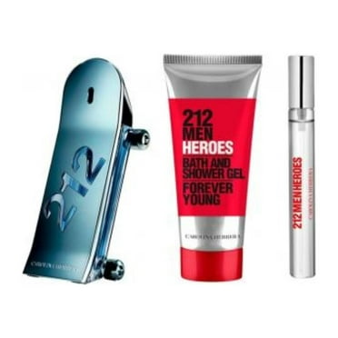 Carolina Herrera 212 Men Heroes 3 Pcs Set: 3 Oz Edt Sp   0.34 Edt Sp   3.4 S/g