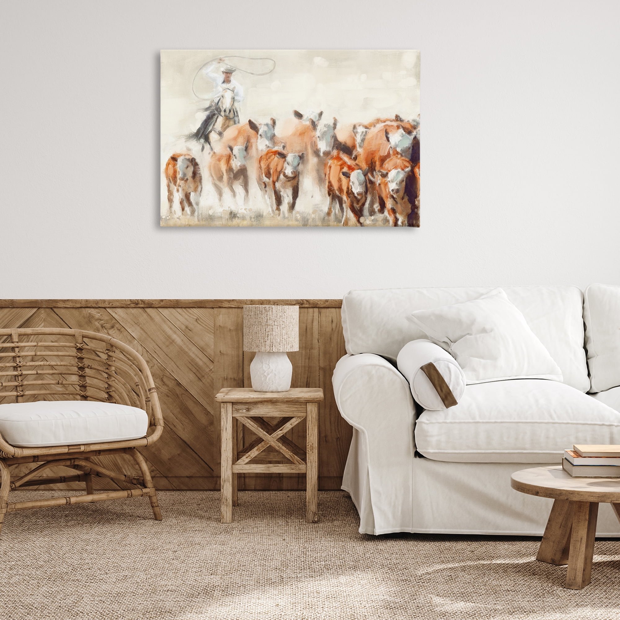Stupell Industries Equestrian Round Up Animals & Insects Painting Gallery Wrapped Canvas Art Print Wall Art, 36 x 24