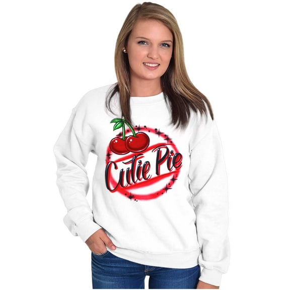 Retro Airbrushed Cherry Cutie Pie Women Crewneck Sweatshirt Brisco Brands S
