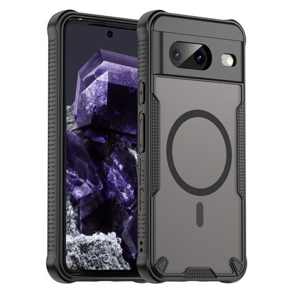 Dteck Magnetic Case for Google Pixel 8,Shockproof TPU PC Case Compatible with Mag Safe Matte Translucent Back Cover,Black