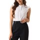 thumbnail image 1 of INSPIRAR CHIC Tops de Body con Volantes para Mujeres, Cuello Simulado, Manga Corta, Botón Hacia Abajo, Camisa de Leotardo M Blanca, 1 of 6