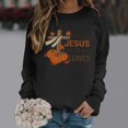 thumbnail image 2 of Arlun Womens Sweatshirts Jesus Faith Bible Verse Cute Cross Pumpkin Graphic Printed Sweatshirt Christian Long Sleeve Crewneck Trendy Religious Pullovers Tops Black XXL, 2 of 4