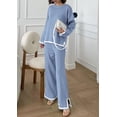 thumbnail image 3 of Conjunto de Suéter de Punto para Mujer PRETTYGARDEN con Pantalones de Pierna Ancha M Azul, 3 of 7