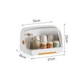 thumbnail image 4 of Hzsb Desktop Cup Storage Box with Drainage Holes Dustproof Fruits Dish Bowl Drying Rack Transparent Teacup Holder Organizer, 4 of 6