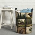 thumbnail image 7 of Round Clothes Hamper with Bear, Pine Trees, Laundry Room, Home Decor - Farmhouse Organization Bin, Natureinspired Pattern, Reinforced Handles, Nature Enthusiasts, Laundry Baskets, 7 of 7