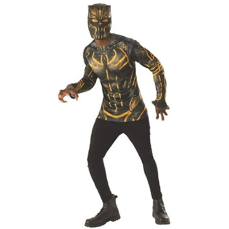Mens Black Panther Killmonger Shirt And Mask Costume