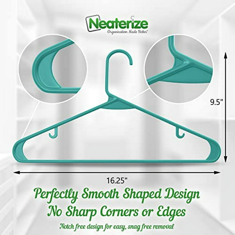 Neaterize Plastic Clothes Hangers Heavy Duty - Durable Coat and Clothes  Hangers - Lightweight Space Saving Laundry Hangers 