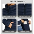 thumbnail image 6 of Women's Lightweight Winter Warm Puffer Jacket Packable Stand Collor Puffer Jacket Jacket (Dark Navy, M), 6 of 7