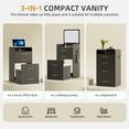 thumbnail image 3 of VKCC 3 in 1 Compact Vanity Desk Set with Flip Top Mirror Makeup Dressing Table with Stool and Drawers for Small Spaces, Black, 3 of 9
