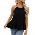 thumbnail image 2 of Otntypg Halter Tank Tops for Women Cute Summer Sleeveless Ruffled Blouses Loose Fit Casual Dressy Camisole Beach Vacation Outfit Clothes Black M, 2 of 9