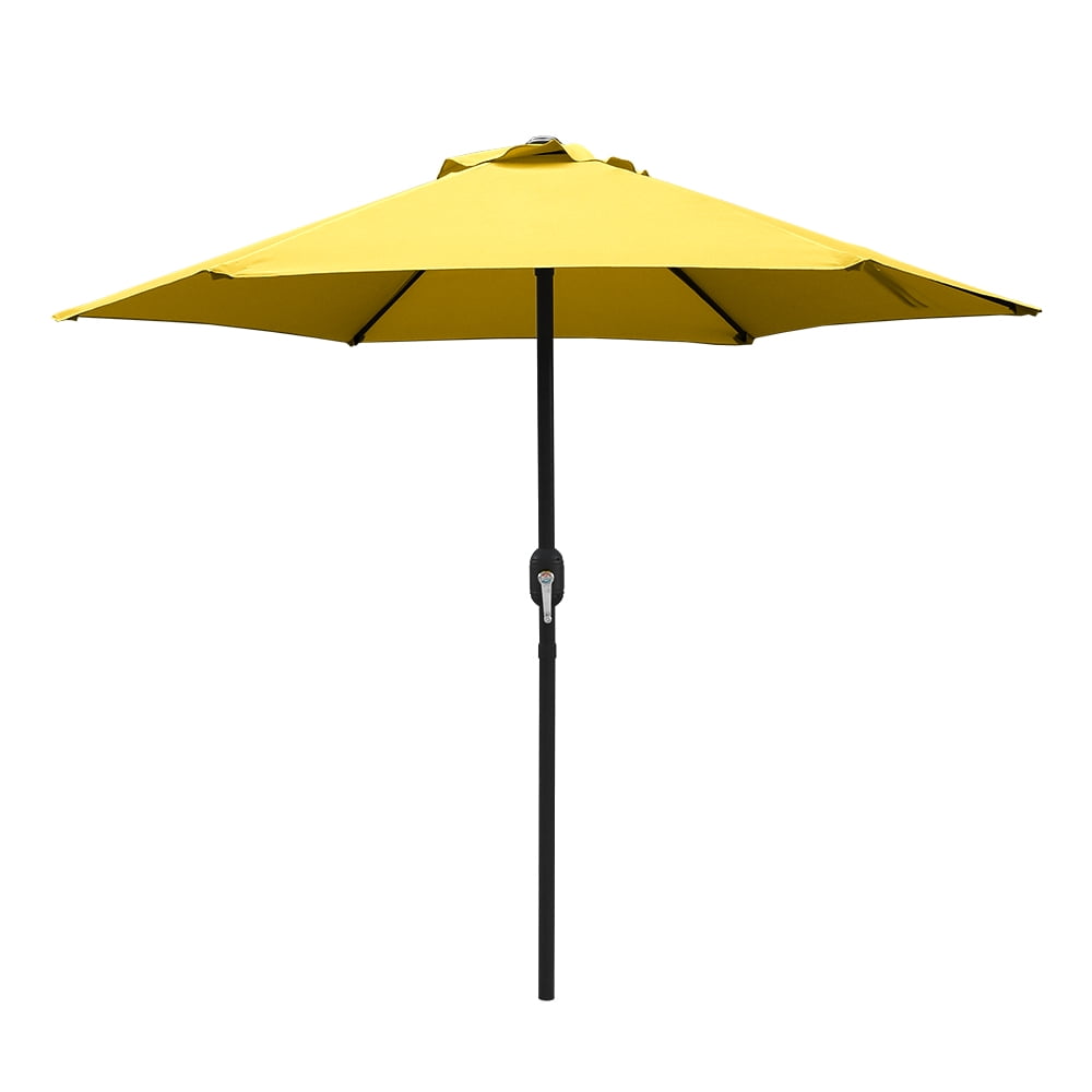 Kool 7.5ft Patio Umbrella with Crank Handle, Outdoor Market Umbrella with 6 Sturdy Umbrella Ribs Waterproof for Garden, Deck, Backyard, Pool, Yellow