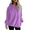 thumbnail image 2 of Women's Long Sleeve Pocket Solid Color Warm Pullover Hooded Sweatshirt Basic Winter Clothing Outfits Fall Clothes, 2 of 8