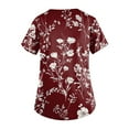 thumbnail image 3 of BDPORKAS Floral Scrubs for Women Stretchy Nurse Scrub Top V-Neck Casual Short Sleeve Nursing Tops, 3 of 3