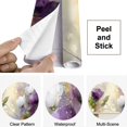 thumbnail image 4 of Peel and Stick Wallpaper Canvas Floral White Purple Leaf Boho Purple Flowers Green Stems Petals Leaves Modern Art Wall Mural Decor Self Adhesive and Removable 69in x 98in, 4 of 6