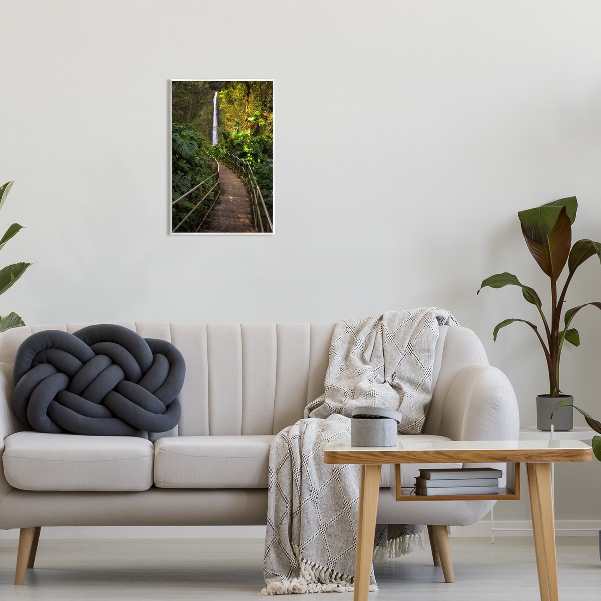 Stupell Industries Lush Jungle Bridge Waterfall Landscape Photography Unframed Art Print Wall Art
