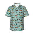 thumbnail image 2 of Picia Dachshund Dog Puppy Gentle Cotton Regular Fit Short Sleeve Casual Hawaiian Shirt for Men-Small, 2 of 9