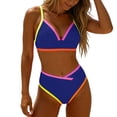 thumbnail image 2 of Goodtrade8 High Waisted Two Piece Bathing Suit for Women Bikini Swim Color Block Sporty Beach Swimsuits Tops, 2 of 9