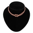 thumbnail image 3 of Rose Gold Tone Choker Dog Collar Style Necklace Mesh Knot 2 Strand Adjustable Ladies Adult Female Women, 3 of 5