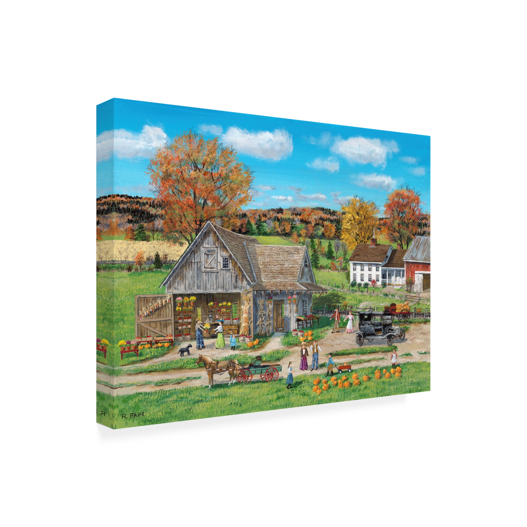 Canvas Wall Art - Bob Fair 'Buying Pumpkins' Wall Art for Living Room, Bedroom, or Office Décor by Trademark Fine Art - 24 x 18 Inches