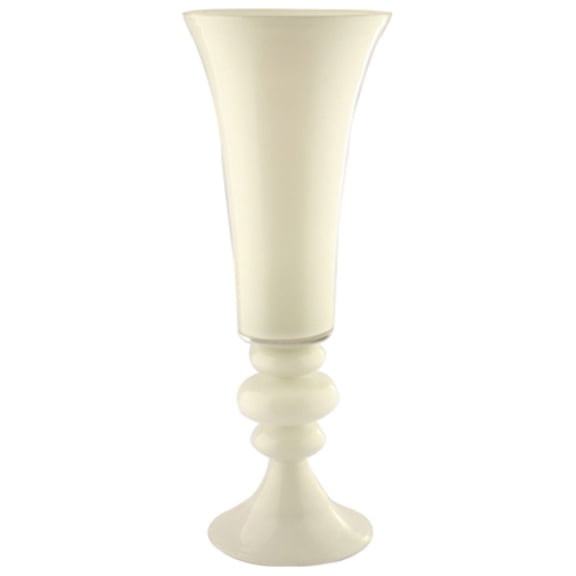CC Home Furnishings 30" Glossy White Trumpet Tall Vase With Grooved Accent