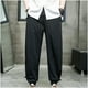 thumbnail image 2 of Pantalones de algodón y lino de cintura media con cordones y cordones sueltos de moda informal para hombre Pompotops  oipoqjl41574, 2 of 5