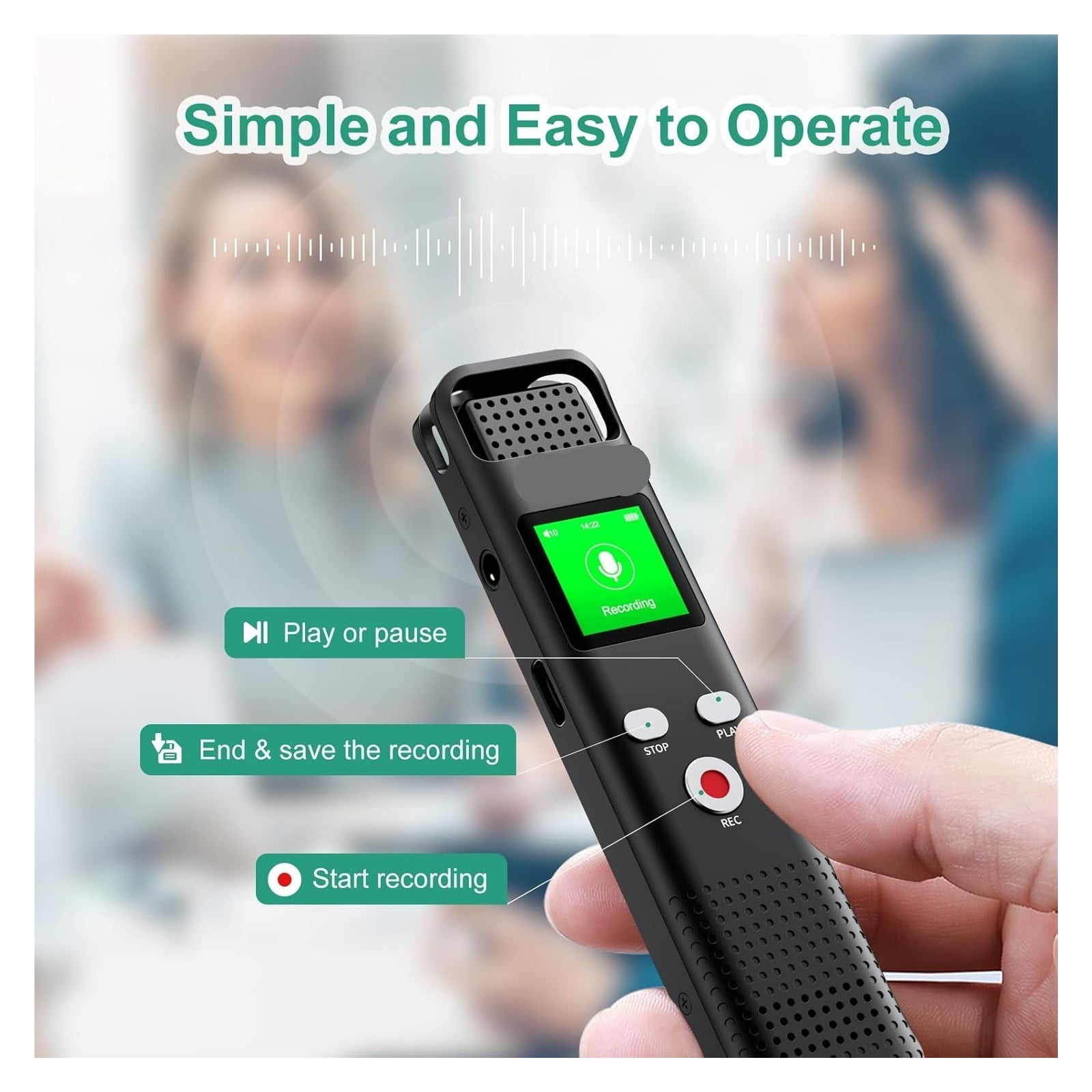 Digital Voice Recorder Voice Activated Recorder for Lectures Meetings Rechargeable Dictaphone ,Excellent Sound Quality