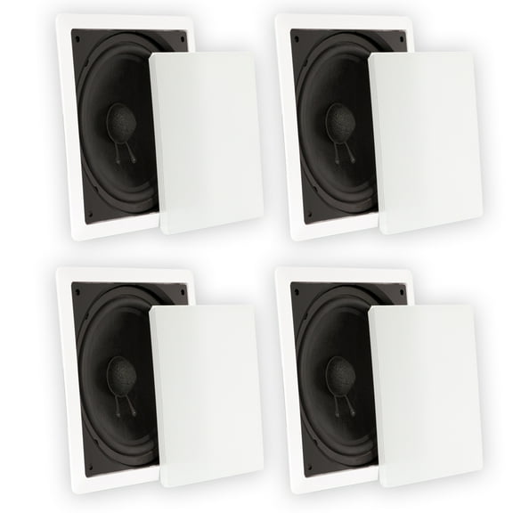 Theater Solutions TS1000 Flush Mount Passive 10" Subwoofer Speaker Wall 4 Pack