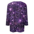 thumbnail image 6 of Mardi Gras Shirts for Women Mask Print 3/4 Sleeve Novelty Tunic Tops Crew Neck Feathers Print Holiday T Shirts Light Purple 5XL, 6 of 7