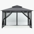thumbnail image 4 of ABCCANOPY 11'x11' Patio Gazebo With Mosquito Netting and Double Soft Roof Canopies for Shade and Rain,Dark Gray, 4 of 8