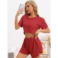 thumbnail image 3 of DARING DIVA Women's Rib Knit Short Sleeve Side Slits Pajama Sets L Red, 3 of 6