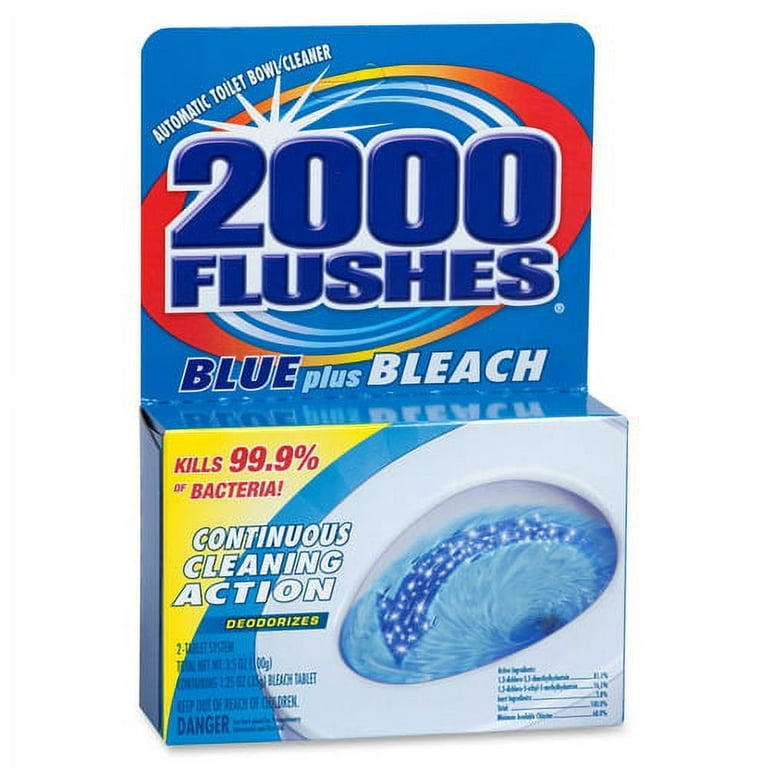WD-40 2000 Flushes Blue/Bleach Bowl Cleaner Tablets - For Toilet Bowl - Concentrate - 3.50 oz (0.22 lb) - 1 Each WD-40 2000 Flushes Blue/Bleach Bowl Cleaner Tablets - For Toilet Bowl - Concentrate - 3.50 oz (0.22 lb) - 1 Each