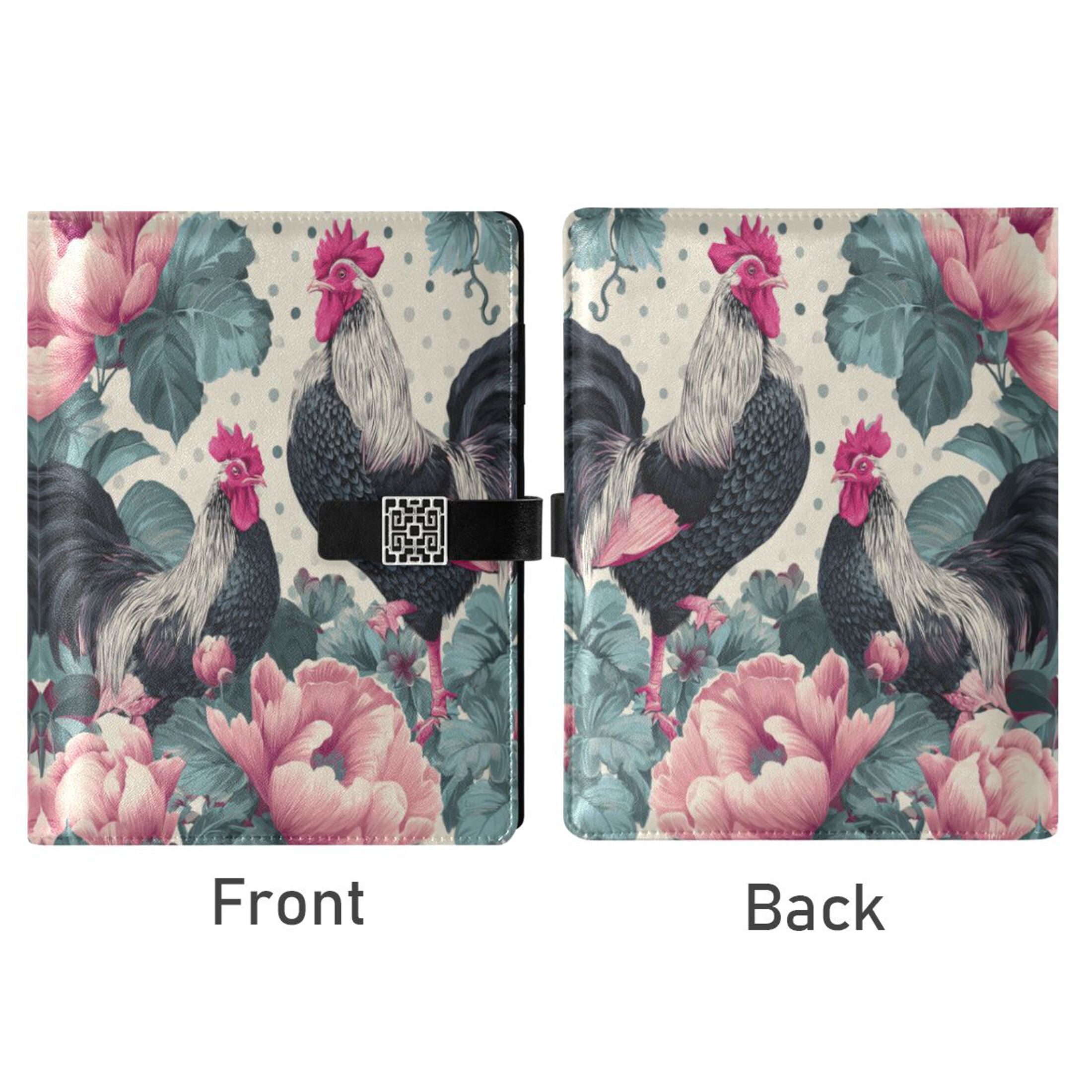 Leather Planner Leather Notebook Notebook Journal Binder Design Pen Pocket Design Convenient for Storage Seamless Pattern Roosters