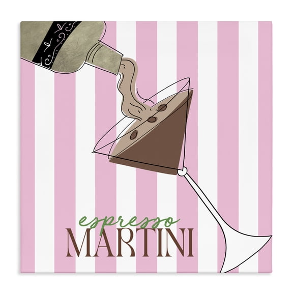 Stupell Industries Mid-Century Espresso Martini Pink Stripes Canvas Art, 17 x 17, by Deidre Mosher