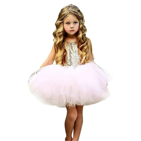 

Aayomet Baby Girl Clothes Baby Girl Mesh Tulle Birthday Dresses Tutu Sleeveless Pageant Party Dress Toddler Girl Wedding Clothes Pink 3-4 Years