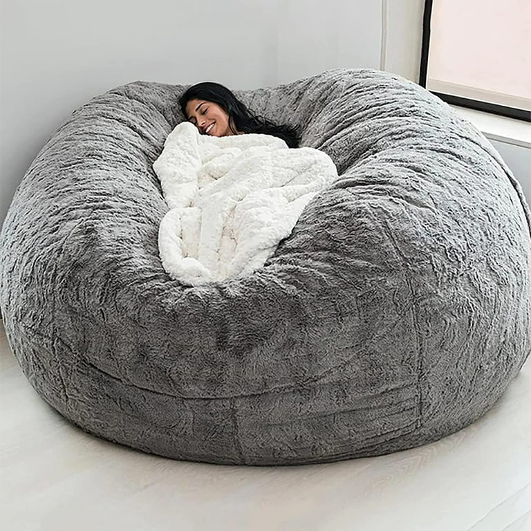 Giant Bean Bag Chair Cover Comfy Fluffy Big Bean Bag Beds (No Filler, Cover  Only) 6ft Gigantic Moonpods BeanBag Couch Bing Bag Soft Lazy Sofa for