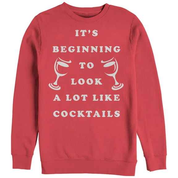 Women's CHIN UP Christmas Cocktails Sweatshirt Red X Large