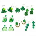 thumbnail image 5 of All Glitter Acrylic Green Clover Floral Dinosaur Hat St. Patrick's Day Earrings, 5 of 9