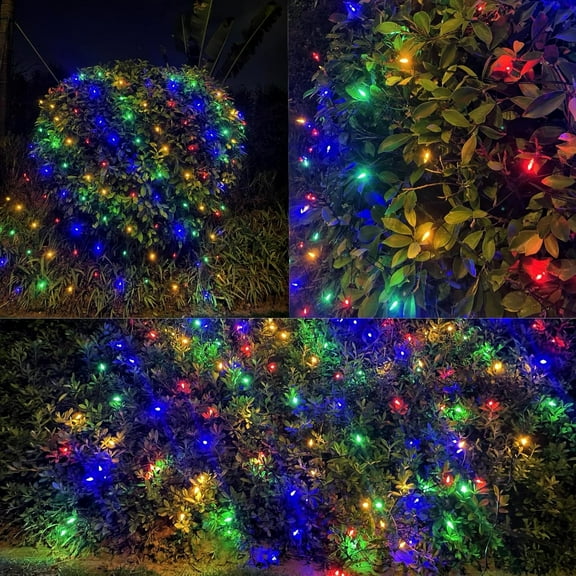 FGERFE-Christmas Net Lights Outdoor 120 LED 5ftx6ft Christmas Decorations, 8 Modes Connectable Waterproof Net Mesh Lights for Xmas Trees, Bushes, Wedding, Garden, Outdoor, Indoor Decor (Multicolor)