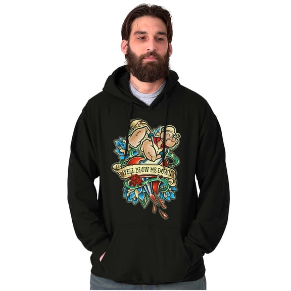 Popeye Well Blow Me Down Tattoo Hoodie Sweatshirt Women Men Brisco Brands S