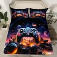 thumbnail image 2 of Manfei Teens Video Gamer Bed Sheets,Gamepad Game Lovers King Sheets,Black Orange Sheet Set For Kids,Luxury Bedroom Decor,4pcs, 2 of 7