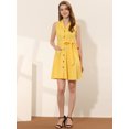 thumbnail image 2 of INSPIRE CHIC Robe Chemise Sans Manches Décontractée à Col en V Ceinturée Jaune TG, 2 of 5