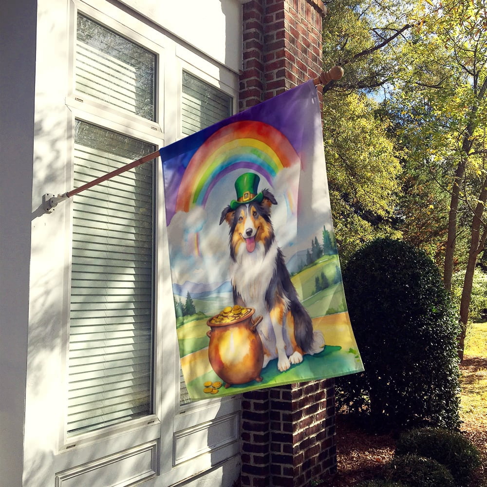 Collie St Patrick's Day House Flag 28 in x 40 in